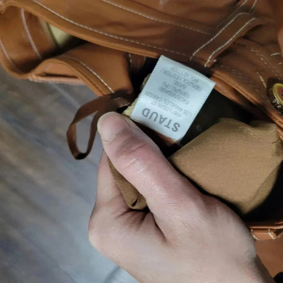 Staud Eli Vegan Leather Pant Cognac Brown Caramel Size 0 - Picture 7 of 10